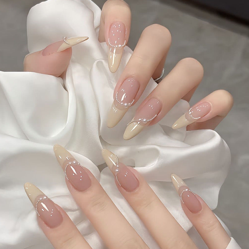 Elegant Ombre Press-On Nail Set with Pearl Accents Acalora