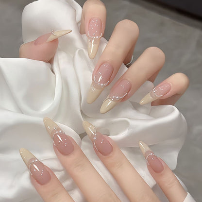 Elegant Ombre Press-On Nail Set with Pearl Accents Acalora