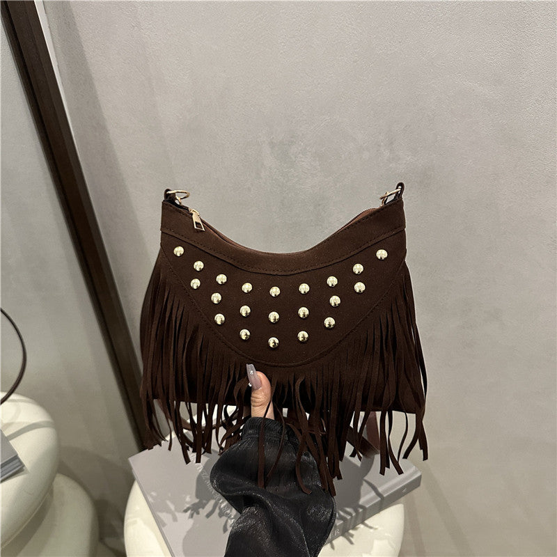 Bohemian Fringe Detail Crossbody Bag Acalora