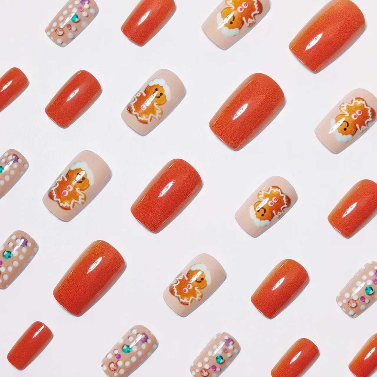 Festive Gingerbread-Themed Nail Art Acalora