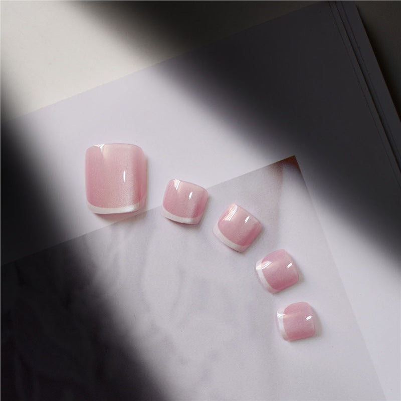 Elegant French Tip Press-On Toenails Acalora