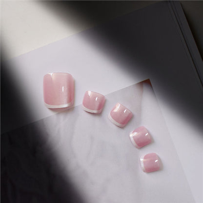 Elegant French Tip Press-On Toenails Acalora