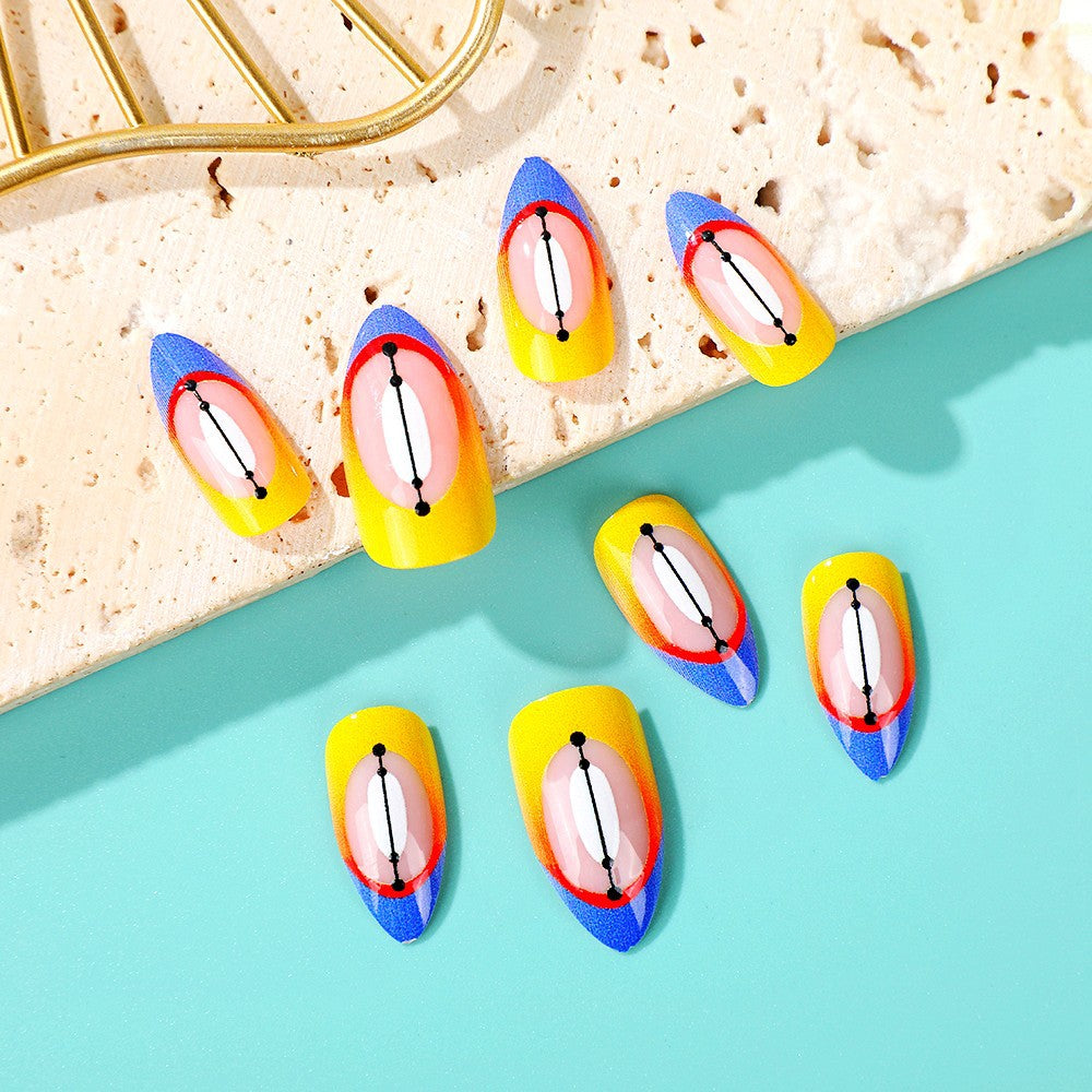 Creative artificial nails in modern geometric style Acalora