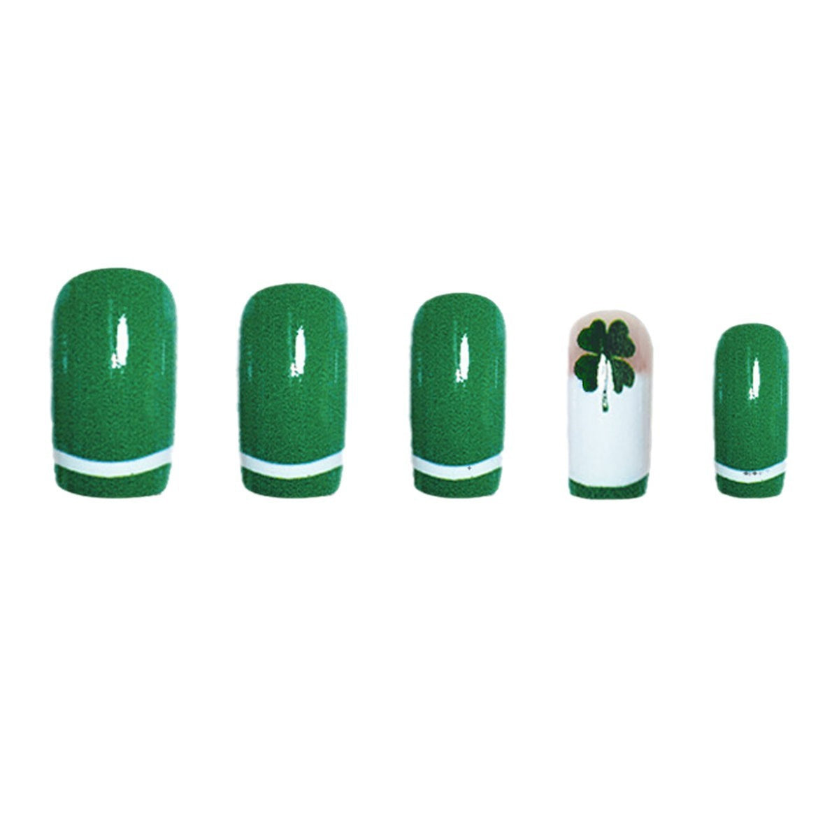 Glamorous Press-On Nail Art Set with Clover Motif Acalora