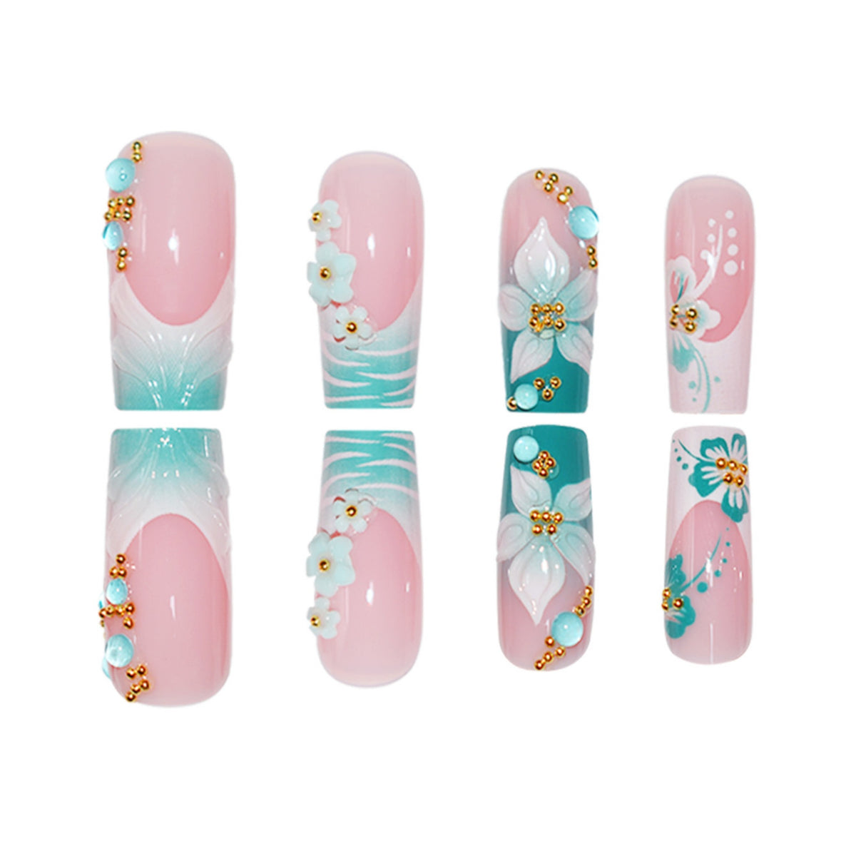 Decorative Floral Pattern Press-On Nails Acalora