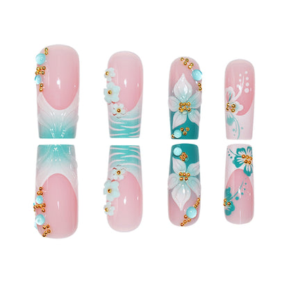 Decorative Floral Pattern Press-On Nails Acalora