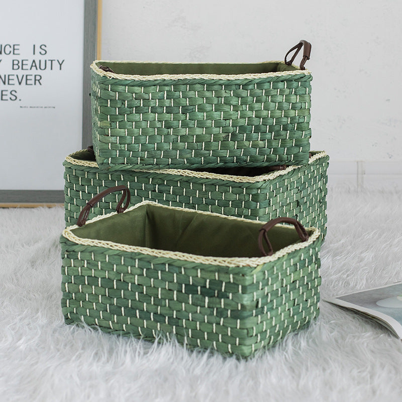 Handcrafted organizer basket with two handles Acalora