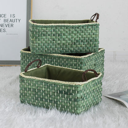 Handcrafted organizer basket with two handles Acalora