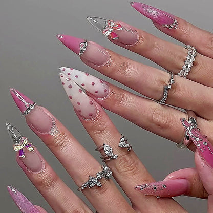 Decorative Press-On Nail Art Set with Glitter and Rhinestone Accents Acalora