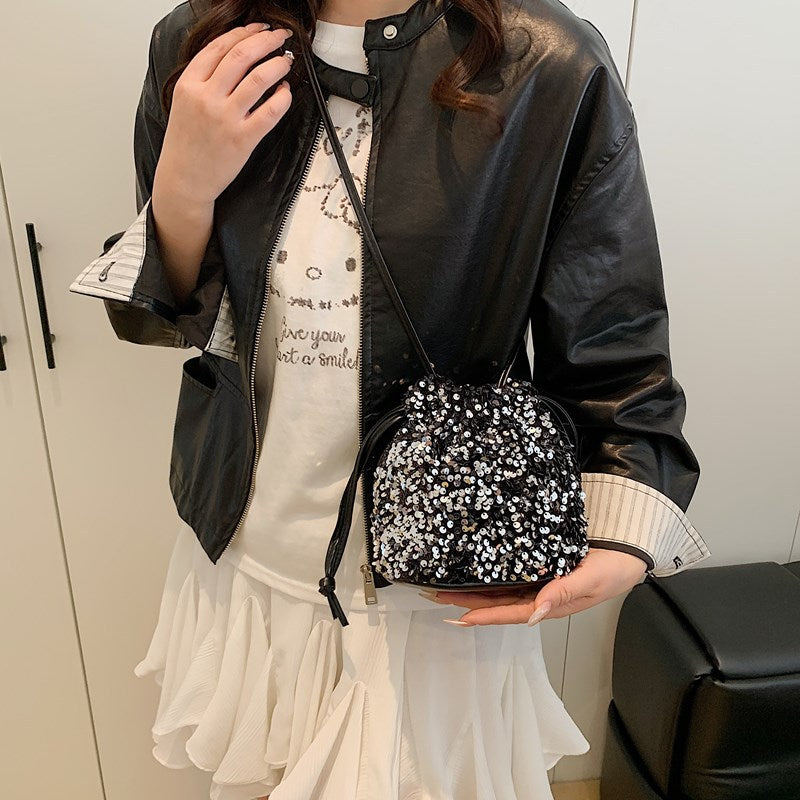 Glittery Sequin Drawstring Mini Bag Acalora
