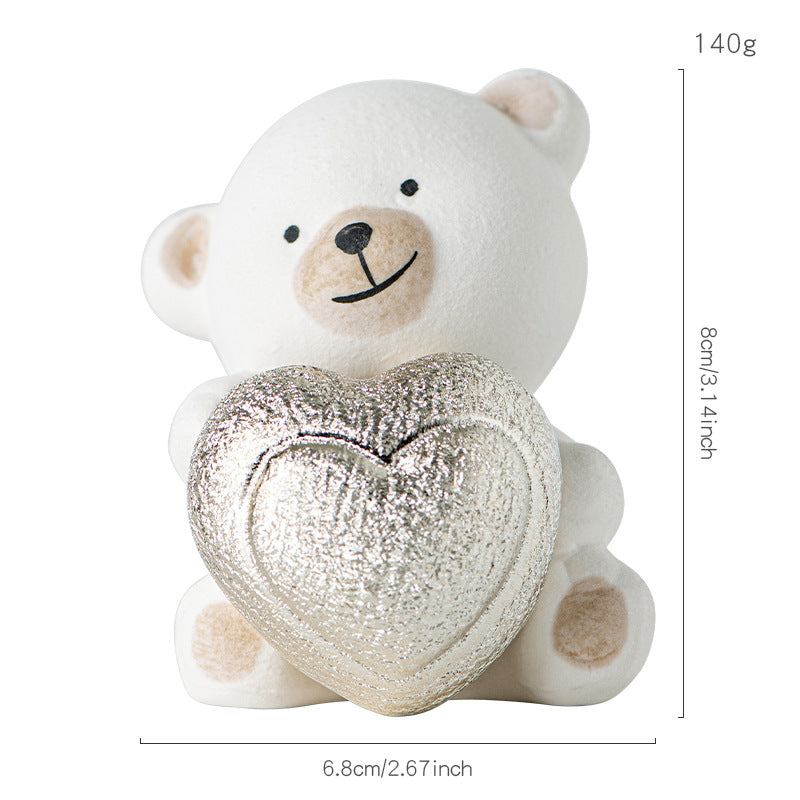Kawaii Bear Figurine with Heart Acalora