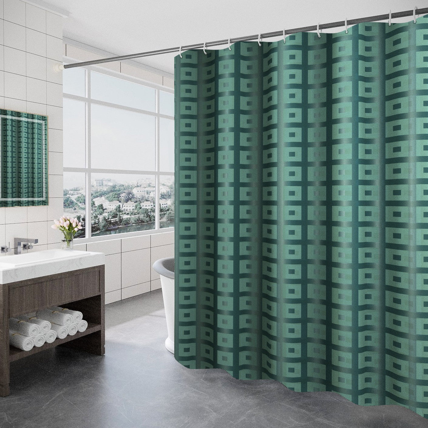 Modern Geometric Shower Curtain