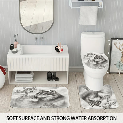 High-Definition Wolf-Themed Bathroom Décor Set
