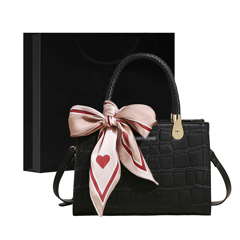 Structured Crocodile-Embossed Handbag Acalora