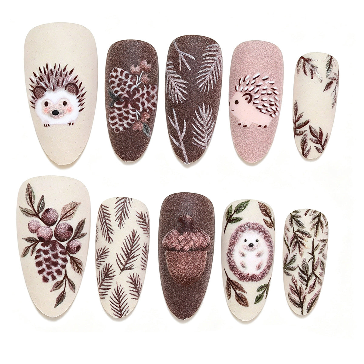 Artistic Handcrafted 3D Hedgehog Nail Art Tips Acalora