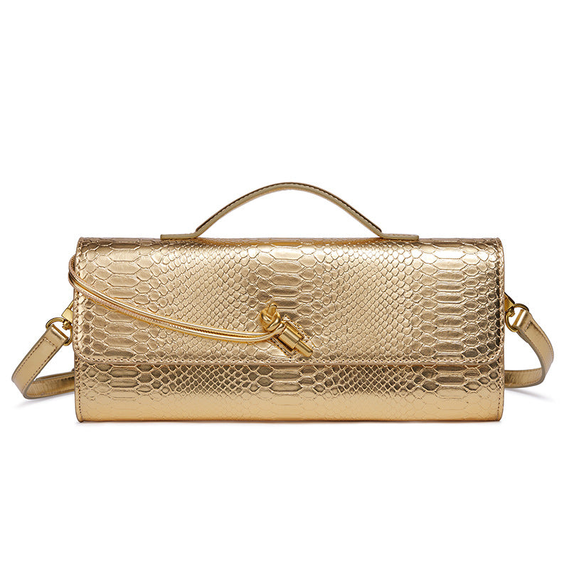 Embossed Snake Print Evening Clutch Acalora