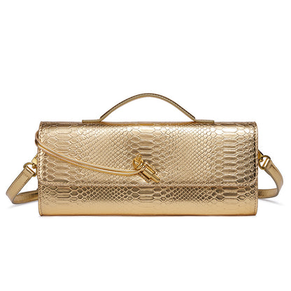 Embossed Snake Print Evening Clutch Acalora