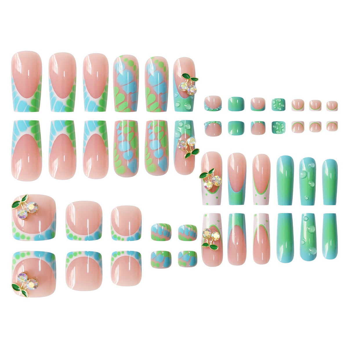 Artistic Nail Art Set with Floral Accents Acalora