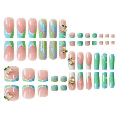 Artistic Nail Art Set with Floral Accents Acalora