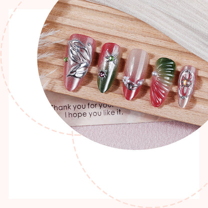 Decorative Press-On Nail Art Set with Botanical Designs Acalora