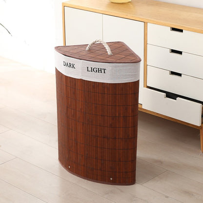 Premium laundry basket with dividers and handcrafted bamboo frame Acalora