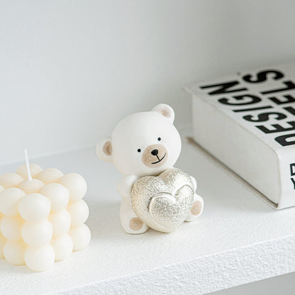 Kawaii Bear Figurine with Heart Acalora