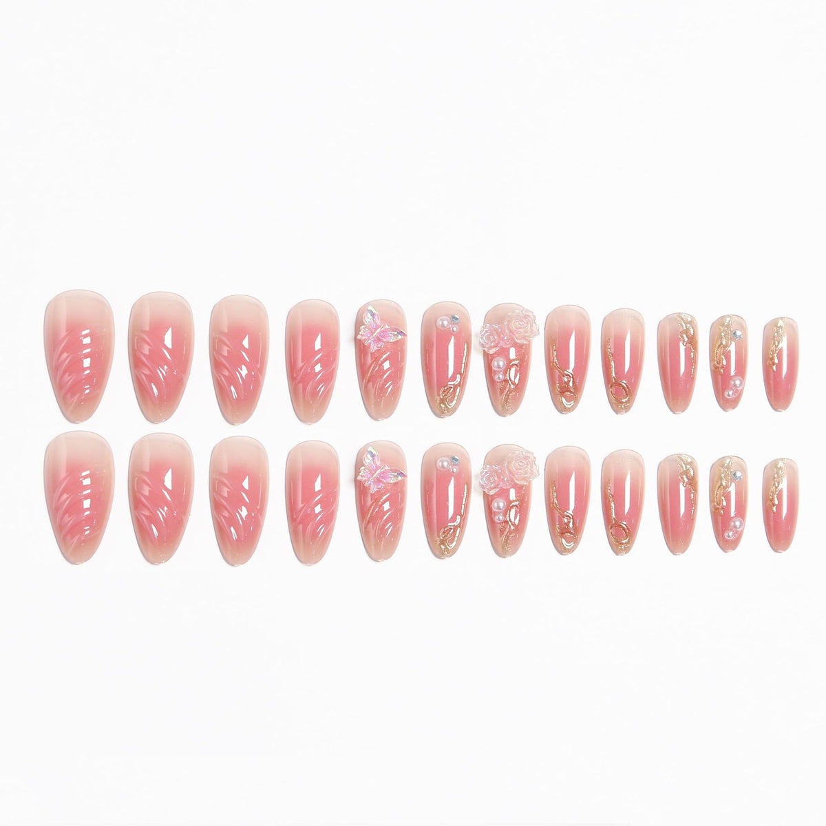 Artificial nail set with elegant blooming 3D decorations Acalora 1788236934