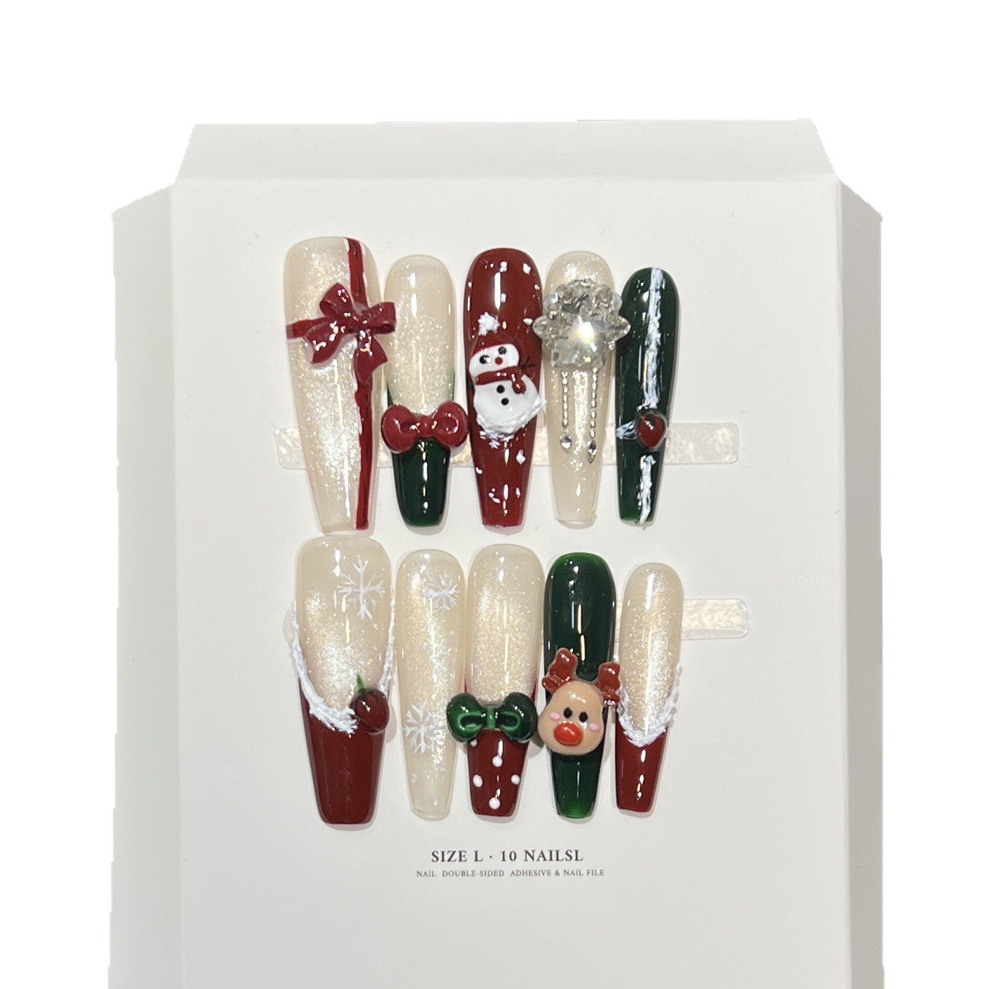 Festive-Themed Press-On Nail Art Set with Charming Holiday Designs Acalora