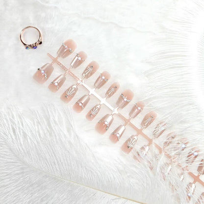 Artificial nails with elegant rhinestone design Acalora