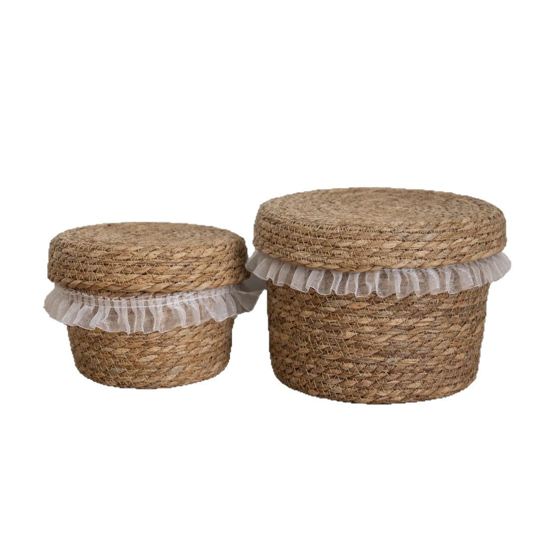 Natural fiber storage basket with ruffled edge Acalora