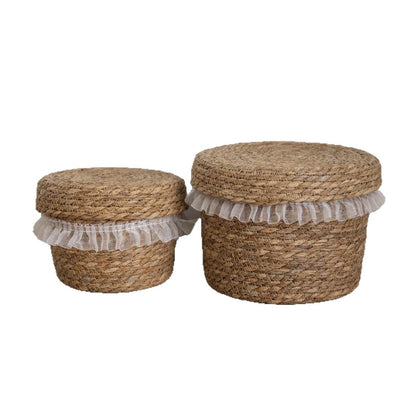 Natural fiber storage basket with ruffled edge Acalora