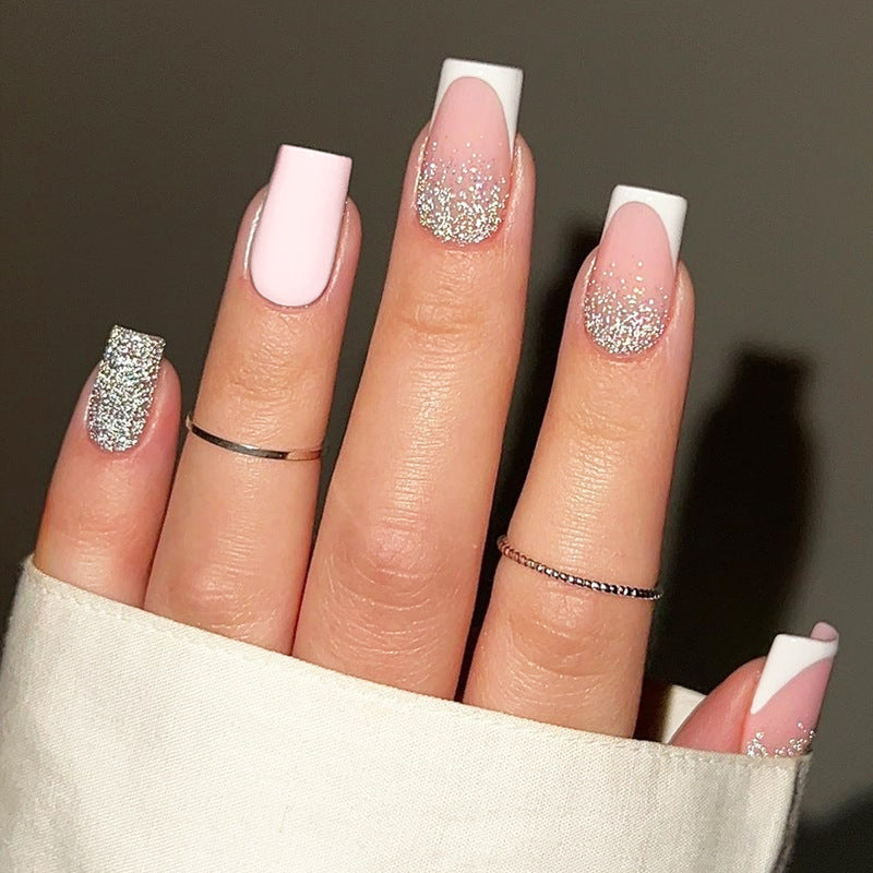 Elegant Press-On Nail Set with Glittering Tips Acalora