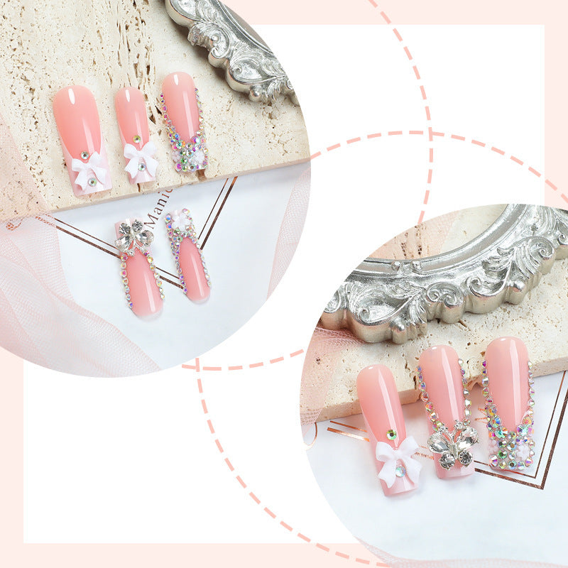 Decorative Press-On Nail Art Set with Rhinestone Accents Acalora