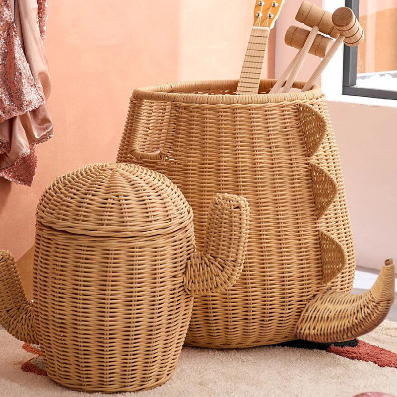 Creative Dinosaur-Shaped Woven Storage Basket Acalora