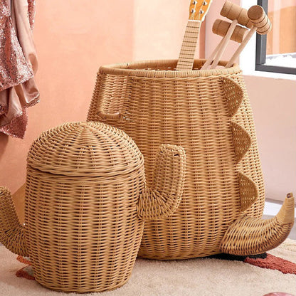 Creative Dinosaur-Shaped Woven Storage Basket Acalora
