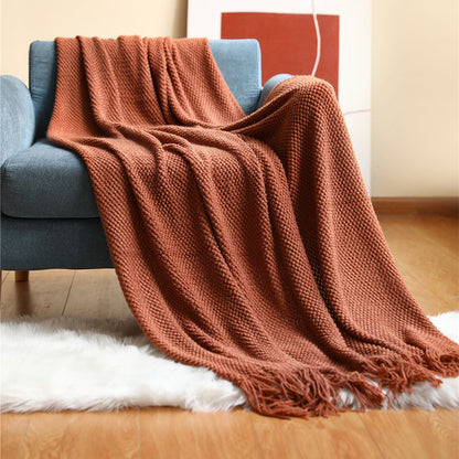 Textured Fringe Throw Blanket