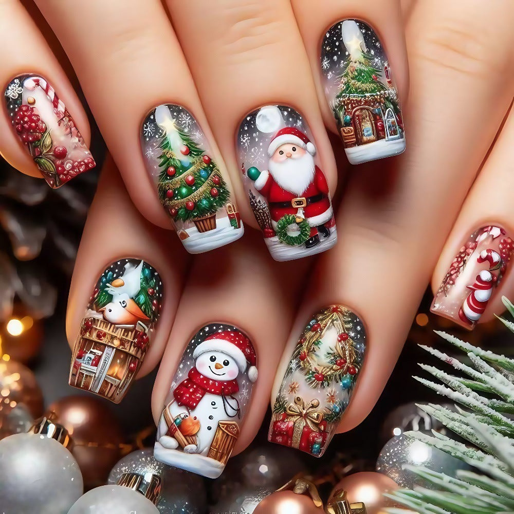 Festive artificial nails with Christmas motifs Acalora
