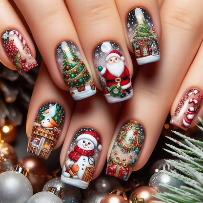 Festive artificial nails with Christmas motifs Acalora