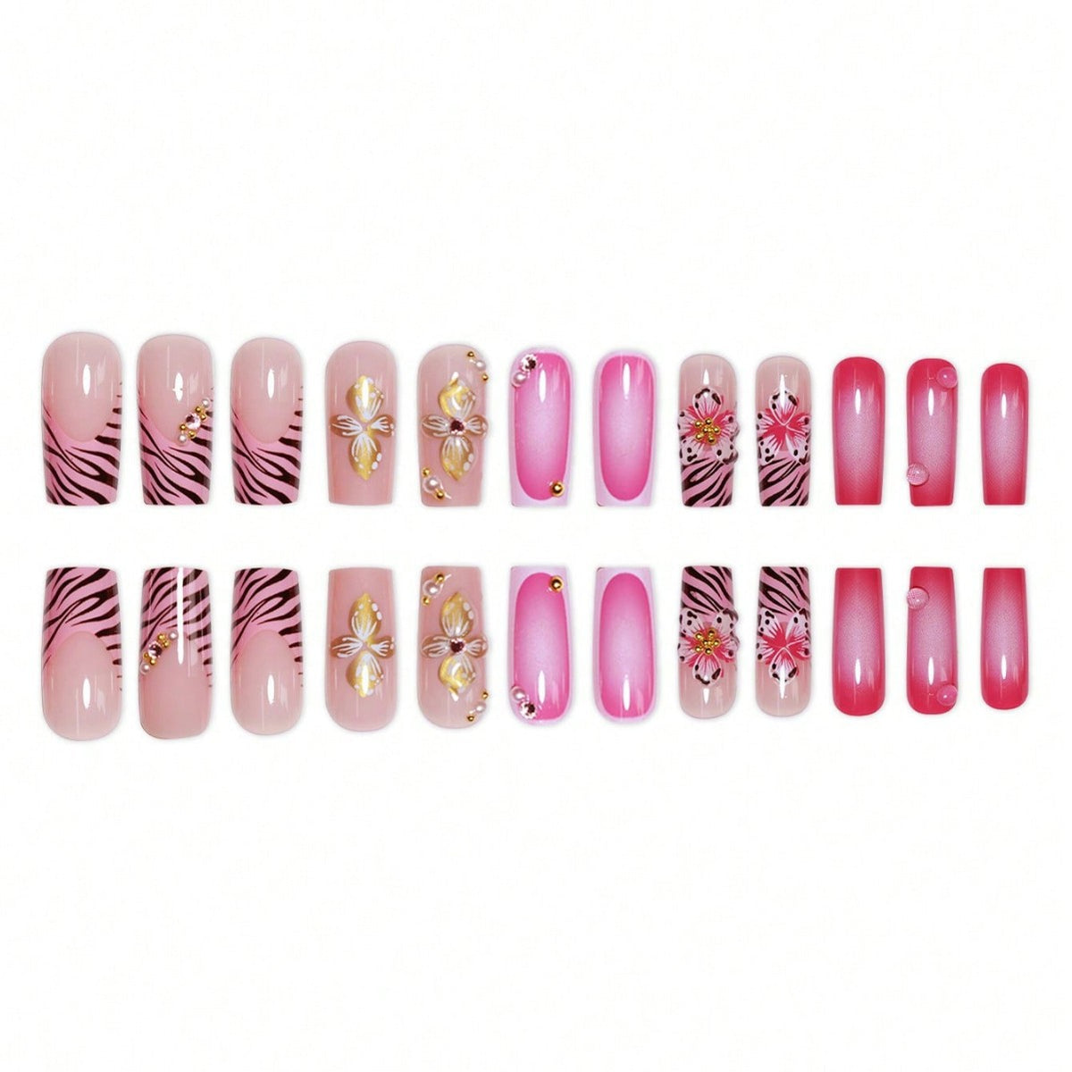 Artistic Floral Acrylic Nail Art Acalora