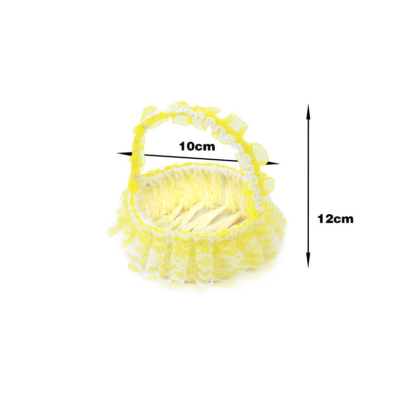 Decorative Lace Trim Woven Basket Acalora