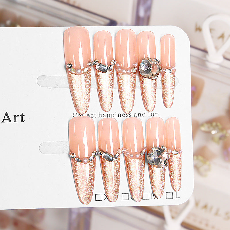 Glamorous artificial nails with crystal accents Acalora