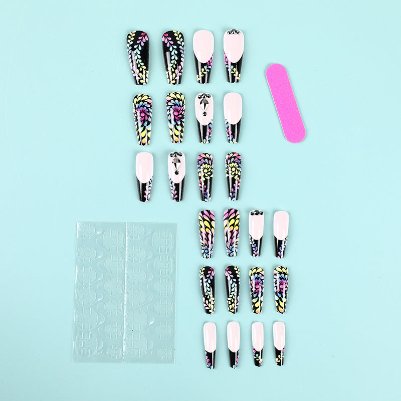 Art nails with colorful floral patterns Acalora