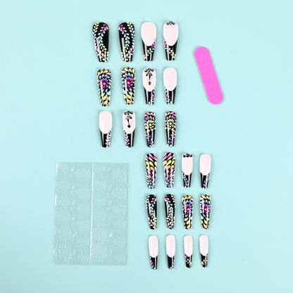 Art nails with colorful floral patterns Acalora