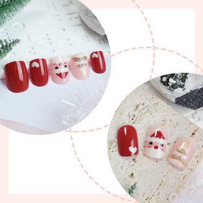 Holiday-Themed Press-On Nail Set with Fun Santa and Heart Designs Acalora