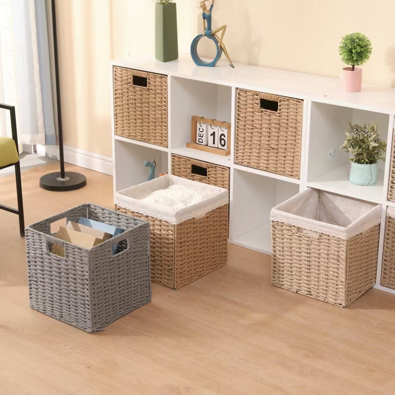 Rectangular Natural Fiber Storage Basket Acalora