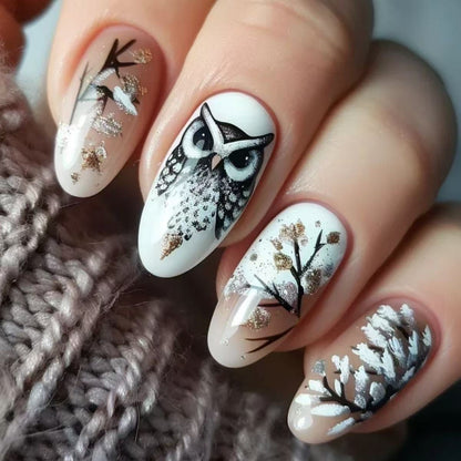 Creative art nails in elegant owl design Acalora