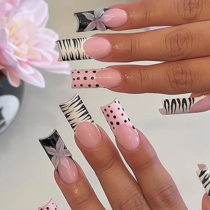 Decorative Long Press-On Nail Art Tips Acalora