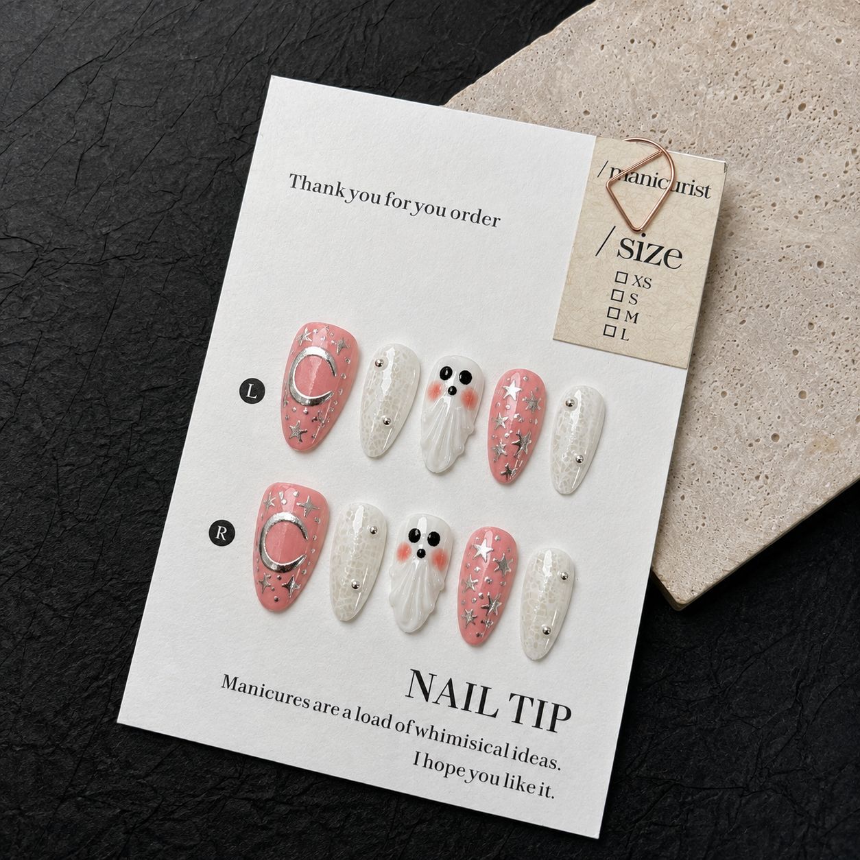 Artistic Halloween-Themed Press-On Nail Set Acalora