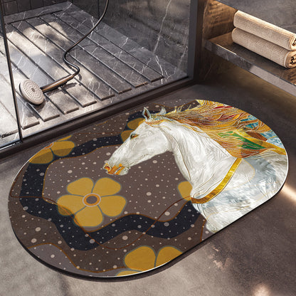 Artistic Horse-Themed Bath Mat Acalora