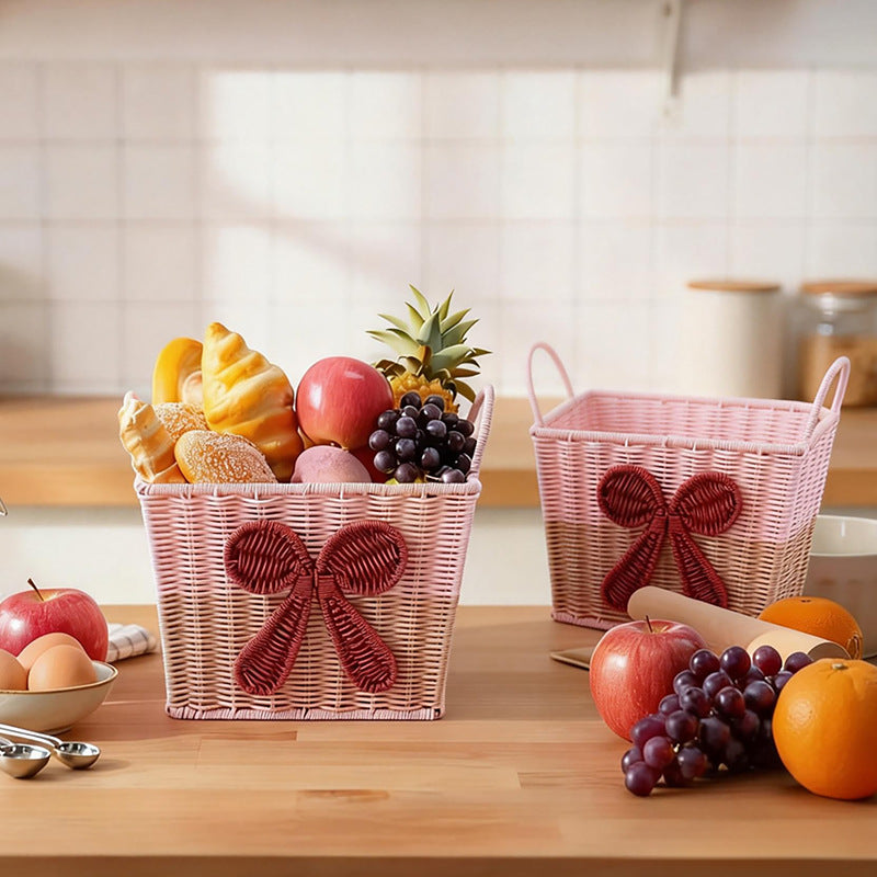 Decorative Woven Storage Basket with Bow Design Acalora